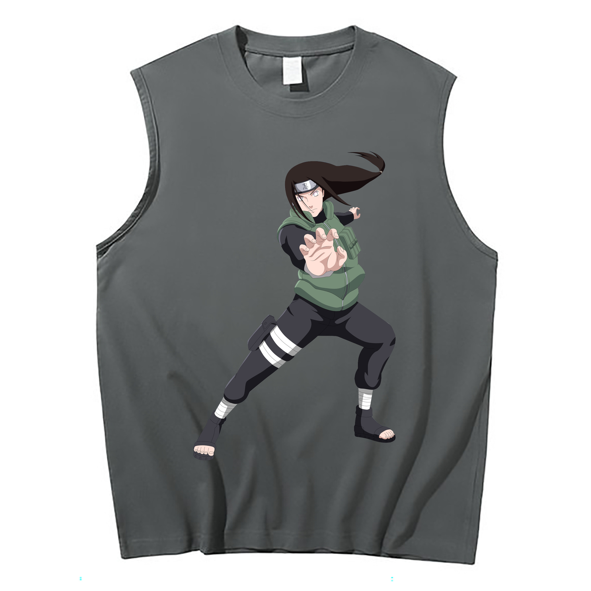 （画像用） NARUTO -ナルト- 日向ネジ Hyūga Neji コットン100％タンクトップ（フロントプリント）
